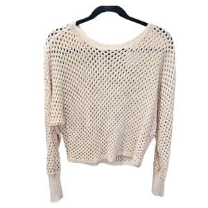 Express Open Knit Crochet Dolman Sleeve Cropped Sweater Size S